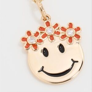 Sydney Evan Flower Crown Happy Face Charm Necklace